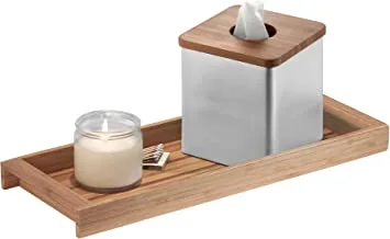 iDesign Formbu Wood Tabletop Storage Tray Wooden Organizer for Tissues, Candles, Soap, Hand Towels, Toilet Paper, 6.1