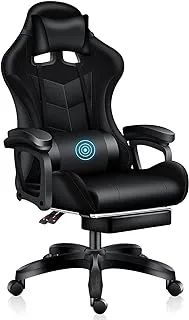 Eesyy Gaming Chair, Ergonomic High Back Gaming Chairs Reclining & Height Adjustable Computer Chair with Neck and Massage Lumbar Support, Retractible Footrest, 360° Silent Casters, Comfortable Chairs