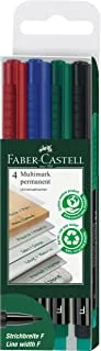 Faber-Castell Multimark Permanent Marker in Wallet 4-Pieces, Multicolour