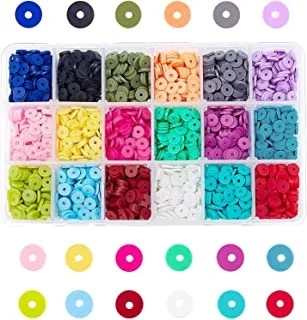 Mumoo Bear Elite Heishi Clay Beads, 4500 Pcs 18 Colors 6mm Vinyl Disc Beads Flat Round Handmade Polymer Clay Beads For Hawaiian Earring Choker Anklet Bracelet Necklace Jewelry Making Summer Surfer