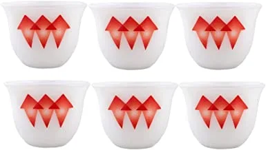 ALSAIF Gawa Cup Set Of 6PCs, White/Red Size: X-Large, K65171/5/XL