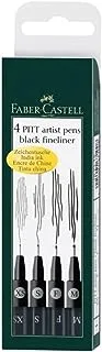 Faber-Castell FCG/167115 India Ink Pitt Artist Pen in Wallet 4-Pieces, Black