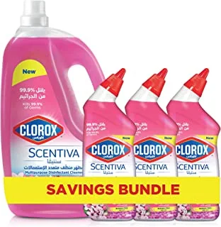Clorox Scentiva Savings Bundle (Clorox Scentiva Multipurpose Disinfectant Floor Cleaner, Japanese Spring Blossom 3L + Clorox Scentiva Toilet Cleaner (709 x 3) ml, Japanese Spring Blossom)