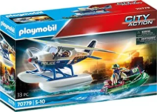 طائرة شرطة مائية من Playmobil City Action 70779: لعبة Smuggler Pursuit ، تطفو على الماء ، لعبة للأطفال من سن 5 سنوات فما فوق