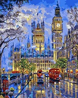 Mumoobear Paint By Numbers Digital Painting New Diy Digital Painting Living Room Landscape Hand-Painted Decorative Painting 40 * 50 Street@Street_40*50Cm Without Inner Frame]