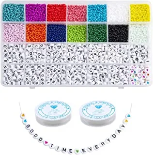 Mumoo Bear 5000Pcs Glass Seed Beads Kit Forjewelry Making 3Mm Small Pony Beads Alphabet Letter Beads Craft Beads With Elastic String Cords For Bracelet Necklaces Earring Diy Crafting Supplies, Toy