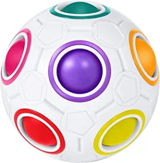 Mumoo Bear Magic Rainbow Ball, Fidget Ball Speed Cube Puzzle Ball Cube Brain Teasers Educational Toy For Kids & Adults, White