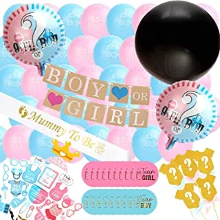 Gender Reveal Party Supplies And Baby Shower Boy Or Girl Kit (64 Pieces) - Including 36