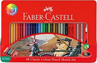 Faber-Castell Classic 48-Colors Coloured Pencil in Flat Tin Case
