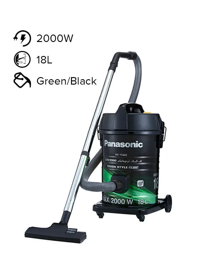 Panasonic Vaccum Cleaner 2000W 18 L 2000 W MC-YL669G747 Green/Black