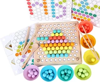 Mumoo Bear Wooden Peg Board Beads Game, Puzzle Color Sorting Stacking Art Toys, Counting Toy For Kids, Toddler Educational Montessori Games For Math Learning, Great Gift For Girls And Boys