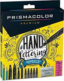 Prismacolor 2023754 Premier Advanced Hand Lettering Set with Illustration Markers, Art Markers, Pencils, Eraser and Tips Pamphlet, 13 Count