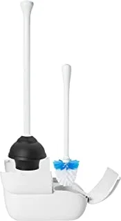 Oxo good grips hideaway toilet brush and plunger combination set,white,