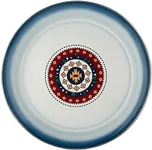 Alsaif zayna design round food tray, 30 cm size, blue/white