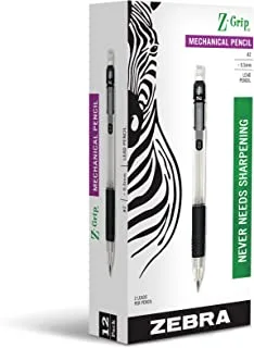 قلم رصاص ميكانيكي Zebra Pen Z-Grip ، مقاس نقطة 0.5 مم ، HB # 2 جرافيت ، مقبض أسود ، 12 عبوة (52310)