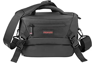 Promate DSLR Camera Bag, Shockproof Shoulder Camera Bag with Large Adjustable Foam Padded Divider, Quick Access Pocket and Rain Cover for Mirrorless DSLR, SLR, Lens, Camcorders, Arco-L