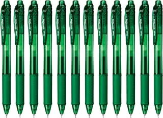 Pentel 0.5mm EnerGel-X Retractable Liquid Gel Pen with Needle Tip and Green Ink, Box of 12 (BLN105-D)