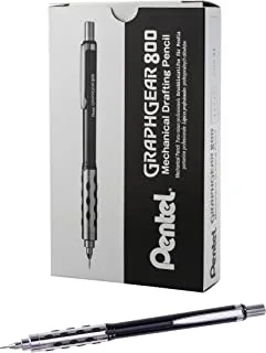 قلم رسم ميكانيكي Pentel GraphGear 800 (0.5 مم) ، برميل أسود ، 12 علبة (PG805A)