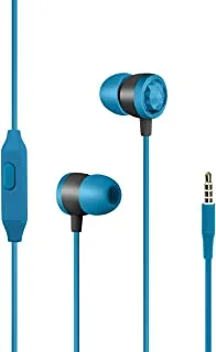 Promate In-Ear Wired Headphones, Premium Metallic Hi-Fi Stereo Wired Earphone with Built-in Mic, Comfortable Secure Fit Earbuds, 1.2m Tangle-Free Cord and One-Button Control, Ingot Blue