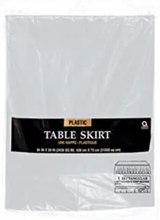 Silver Plastic Table Skirt 14ft x 29in