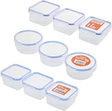Lawazim BUN1006 9-Pieces Plastic Airtight Container Storage Box Set, multicolor