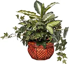 Nearly Natural 6732 Dieffenbachia and Ivy with Decorative Planter, Green