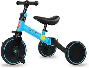 دراجة توازن للأطفال 4 في 1 من SKY-TOUCH دراجة ثلاثية العجلات للأطفال لمدة 1-4 سنوات ، دراجة ثلاثية العجلات للأطفال الصغار مع مقعد قابل للتعديل في الأماكن المغلقة في الهواء الطلق ، هدايا أعياد الميلاد الأولى للأولاد والبنات باللون الأزرق