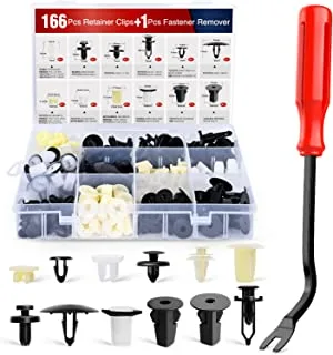 Nilight 166 Pcs Car Retainer Clips &Screw Grommets - 12 Most Popular Sizes & Applications for GM Toyota Honda Nissan Mazda - with Fastener Remover,2 Years Warranty