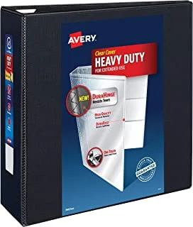 Avery Heavy Duty View 3 Ring Binder ، حلقة EZD مقاس 4 بوصات بلمسة واحدة ، تحمل ورق 8.5 × 11 بوصة ، 1 غلاف أسود (79604)