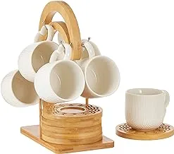 Shallow tea cup set & bamboo saucer with bamboo stand 200ml