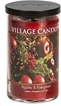 Village Candle Apples & Evergreen, Large Tumbler Scented Candle, 19 Oz, Red