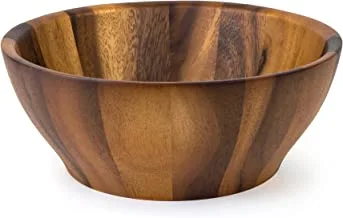 Billi Acacia Wood Round Serving Bowl for Fruits or Salads, Large Single Bowl, Dia 26 X 10H cm, Brown - B251