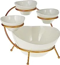 Shallow Chip and Dip Serving Bowl with Stand 7.5