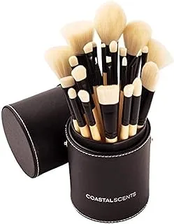 Coastal Scents 24-Piece Makeup Brush Set With Cup Beige/Black