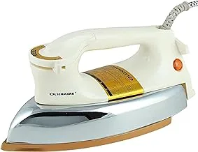 Olsenmark Handheld Electric Dry Iron With Non-Stick Golden Teflon Soleplate 1200 W OMDI1741 White/Silver/Gold