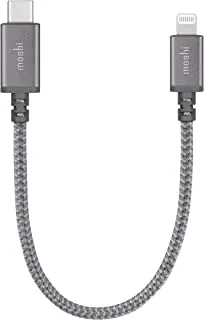 Moshi Integra USB-C Charge/Sync Cable with Lightning Connector, 0.25 m, Titanium Gray