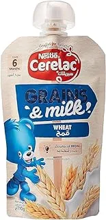 Nestle Cerelac Grains and Milk Baby Food, Wheat, from 6 months, Pouch 110g