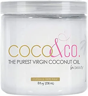 Coco & Co. زيت جوز الهند البكر النقي العضوي للشعر والبشرة ، درجة الجمال ، 8 أونصة سائلة (عبوة من 1)