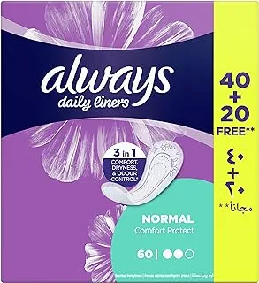 Always Daily Liners Comfort Protect, Normal, 60 Count