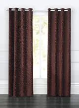 Home Town Jacquard Polyester Black Out Dark Brown Curtain,135X240Cm
