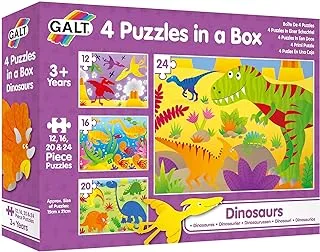 Galt Toys Dinosaurs 4 Puzzles in a Box, Multi Color, 1004735