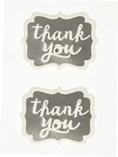 Amscan Thank You Stickers 50-Pieces, Silver