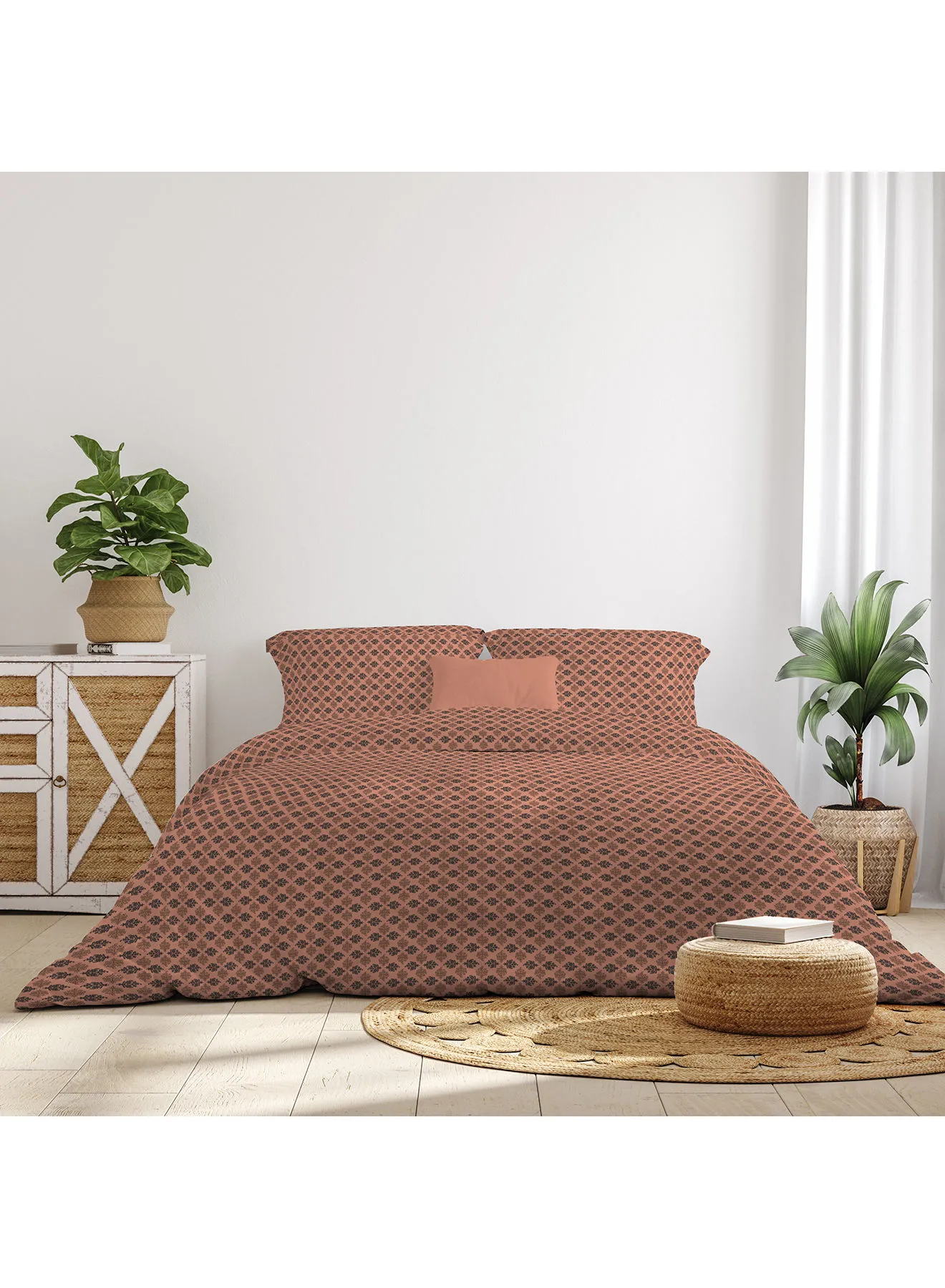 Amal Duvet Cover Set With Pillow Cover 50X75 Cm, Comforter 200X200 Cm - For Queen Size Mattress - 100% Cotton Percale - Sleep Well Lightweight And Warm Bed Linen Cotton Brown