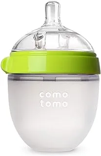 Comotomo Natural Feel Baby Bottle, Soft & Squeezy, Easy To Clean, Dual Anti-Colic Vent Bottle For Baby, Infants And Newborn 150Ml, Green (Pack Of 1)