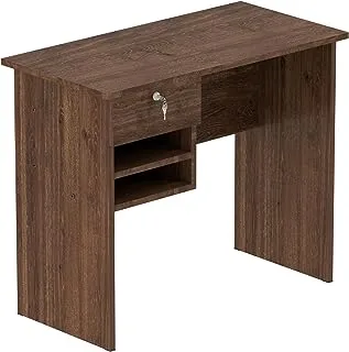 Mahmayi Solama Mp1 9045 Office Desk with Paper Rack Spacious & Compact Desk with Drawers with Scratch Resistant Particleboard and 3d Scratch Resistant Paper (Brown)