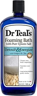 Dr Teal's Foaming Bath with Pure Epsom Salt, Detoxify & Energize with Ginger & Clay, 34 Ounces