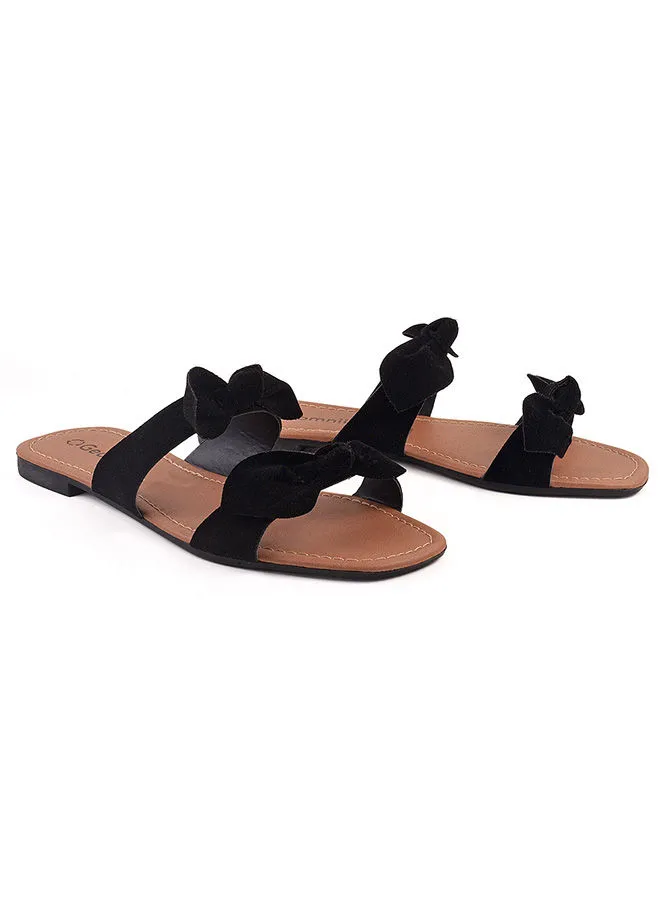 Geoomnii Serena Dyed Flat Sandals Black