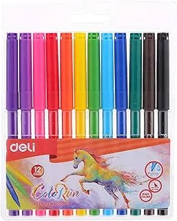 Deli EC10003 Felt Pen 12-Pieces, Multicolor