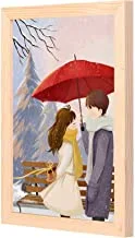 Lowha couple warm sweet wall art with pan wood framed ready to hang for home, bed room, office living room home decor hand made wooden color 23 x 33cm by lowha