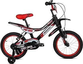 Mogoo Promax Kids Dirt MTB Bike For 4-5 Years Old Girls & Boys, Adjustable Seat, Handbrake, Mudguards, Reflectors, Chainguard, 16-Inch Mountain Bicycle With Training Wheels, Black Color, Gift For Kids